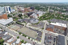 Aerial view of the neighborhood of St. Louis Place at the Pearl Block of Virginia street